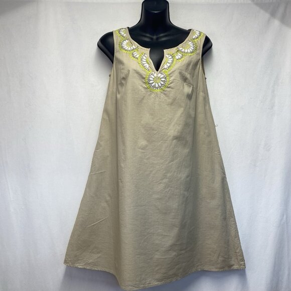 Calypso St Barth for Target Embellished Neck Tie Waist Shift Dress Women XS Tan - Picture 15 of 16